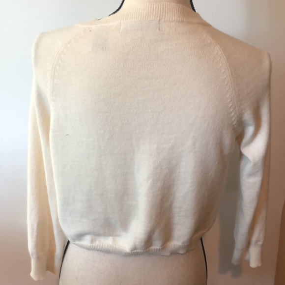 Cropped Sweater, shrug, vintage pin embellishment - Picture 3 of 8